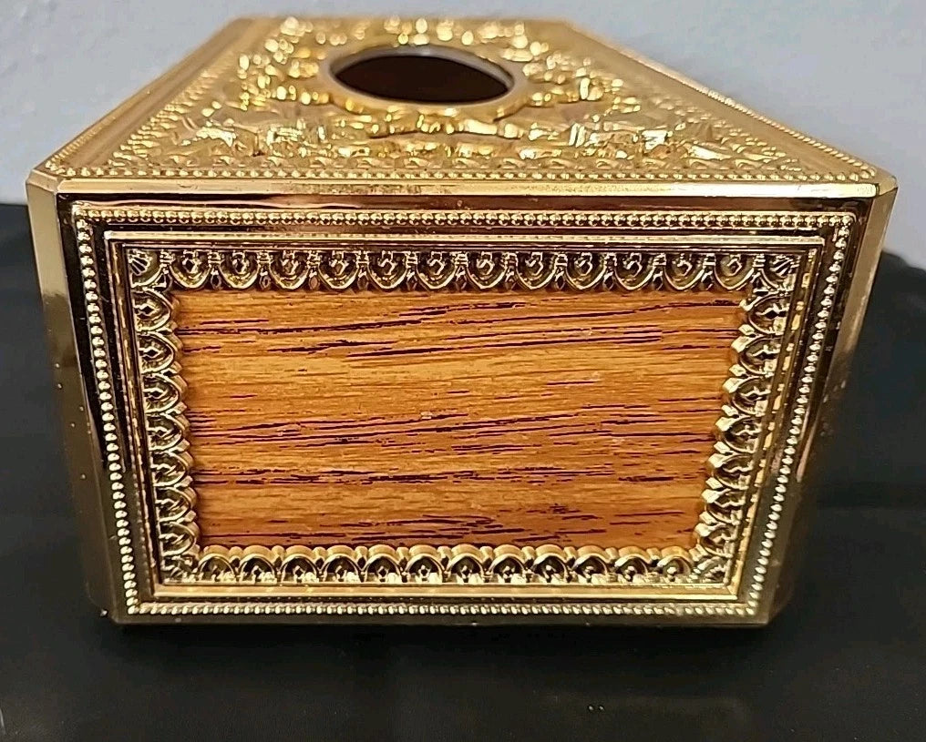Tissue Box Holder Rectangular Plastic Resembling Wood & Gold | eBay