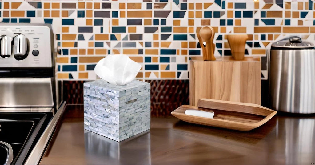 5.9” Cube Mother of Pearl Tissue Box Cover, Decorative Napkin Dispenser | eBay