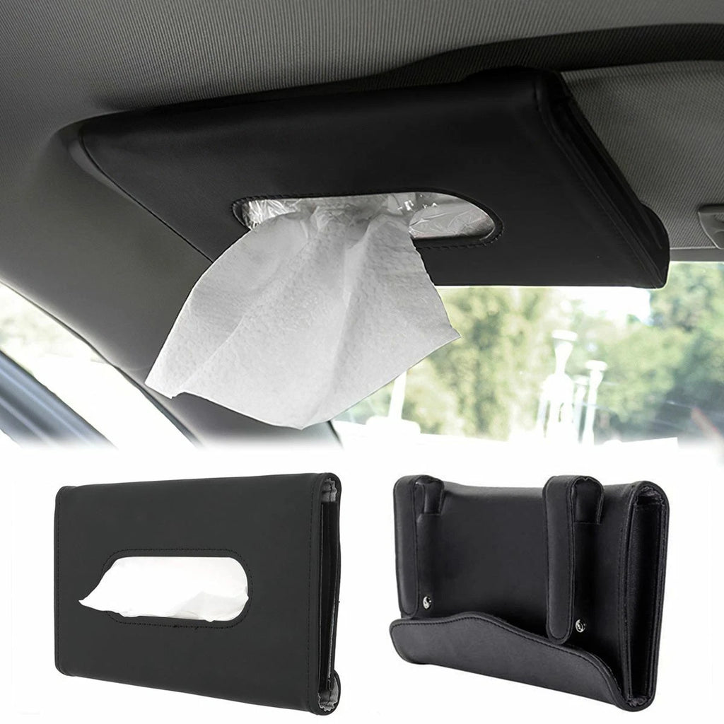 Universal Car Tissue Box PU Leather Organizer Sun Visor Holder Paper Towel Clip | eBay