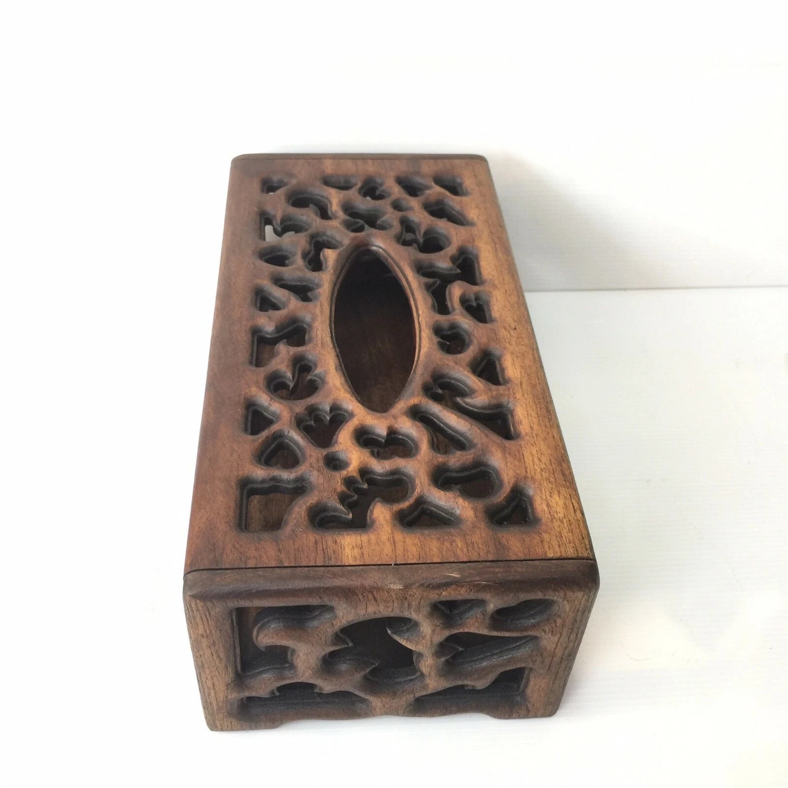 Teak Wood Wooden Tissue Box Cover Rectangular Holder Vintage Craft Decorative | eBay