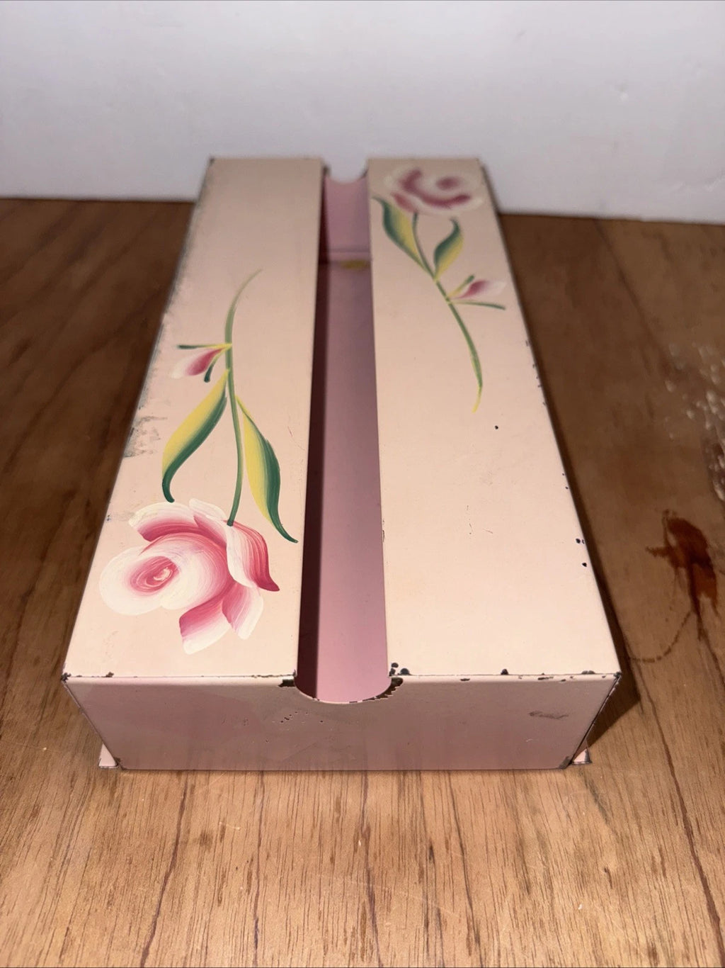VTG Metal Pink Hand Painted Rose Wall Mount Tissue Holder/Box Holder | eBay