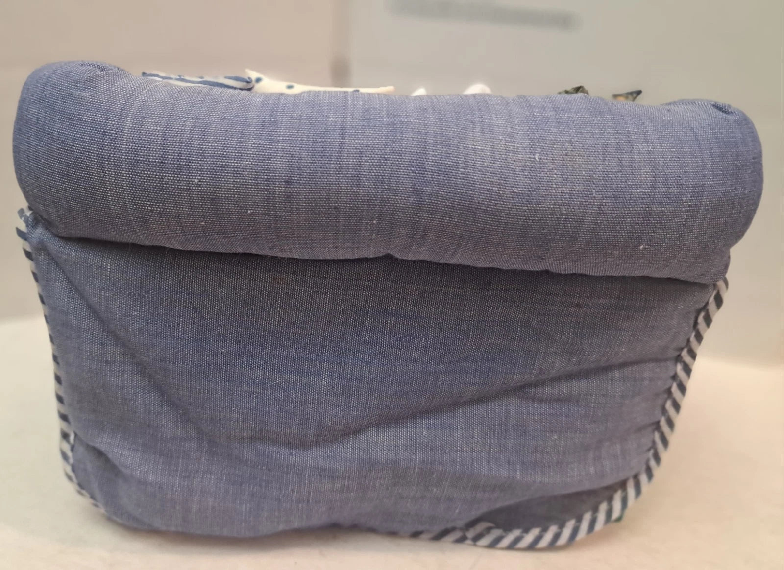 Denim Blue Sofa Couch Tissue Box Cover With Pillows Lillian Vernon Vintage | eBay