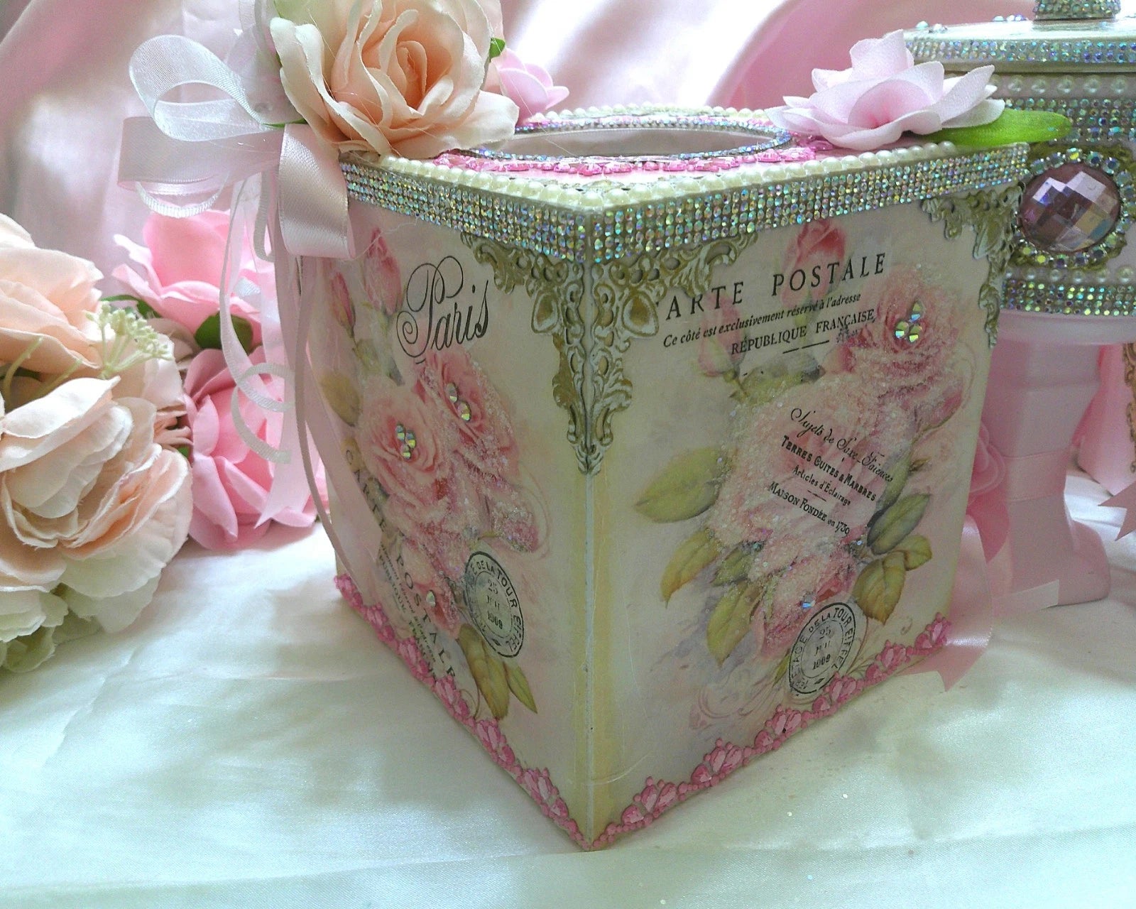 Shabby Chic Victorian Tissue Box Cover~French Inspired Design w/Rose Graphic | eBay