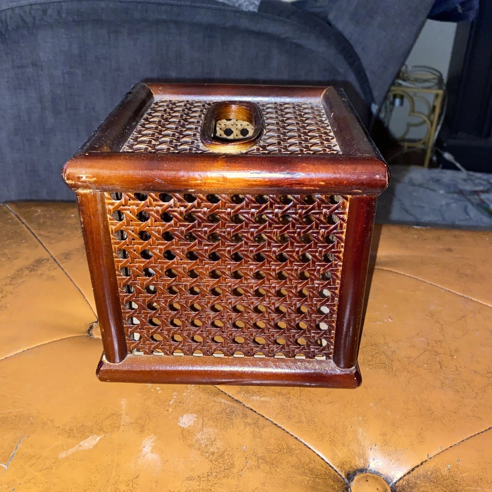 Vintage Bamboo Rattan Wicker Tissue Box Cover Holder 6x6x6 Square Tiki | eBay
