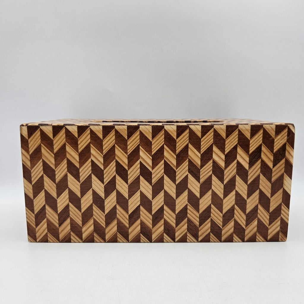 Marquetry Wood Inlay Rectangle Tissue Box Cover Cheveron Zigzag Pattern 2 Tone | eBay