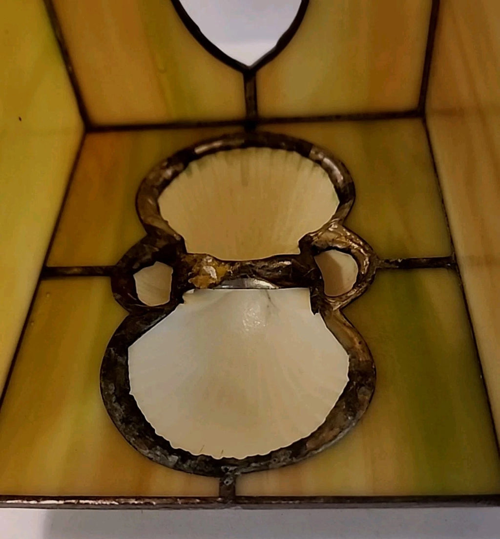 Vtg. Leaded Stained Glass Tissue Box Cover Slag With Sea Shells EUC | eBay