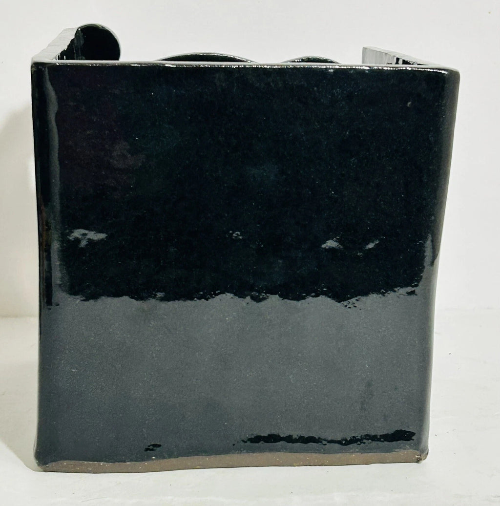 Studio Art Pottery Tissue Box Holder Black Glaze Moon Phase Whimsy Goth Witchy | eBay