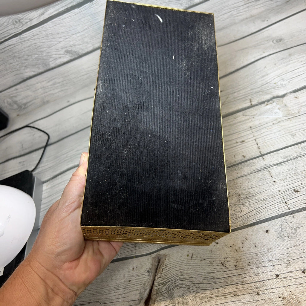 Vintage Gold Metal Filigree Flower Hollywood Regency Art Deco Tissue Box Holder | eBay