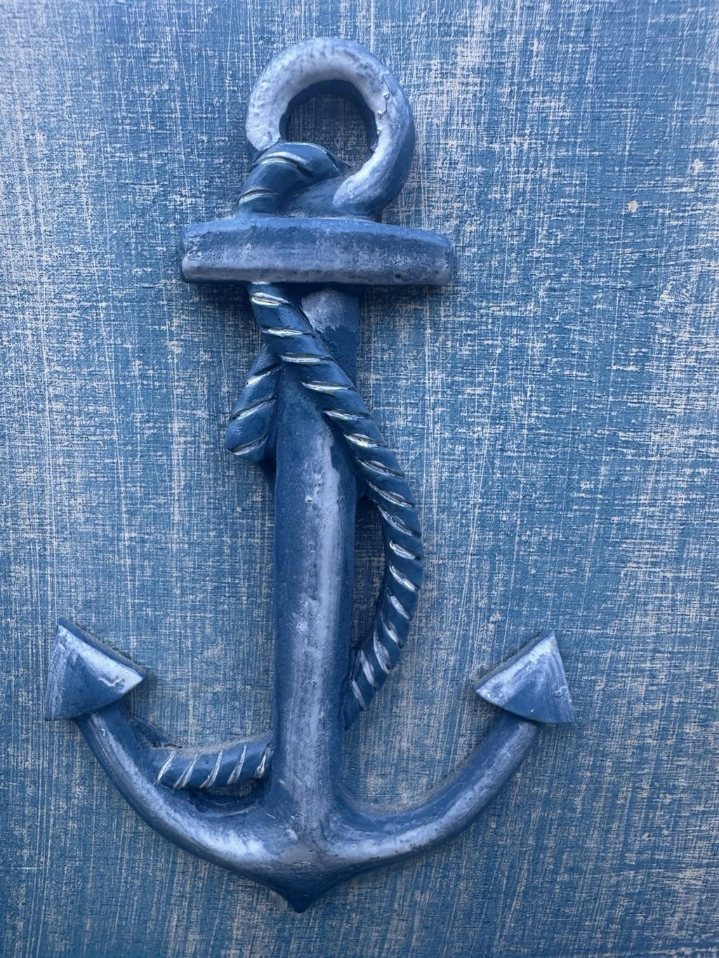 Vintage Blue Wooden Nautical Tissue Cover Box Holder Beach Anchor Oars | eBay