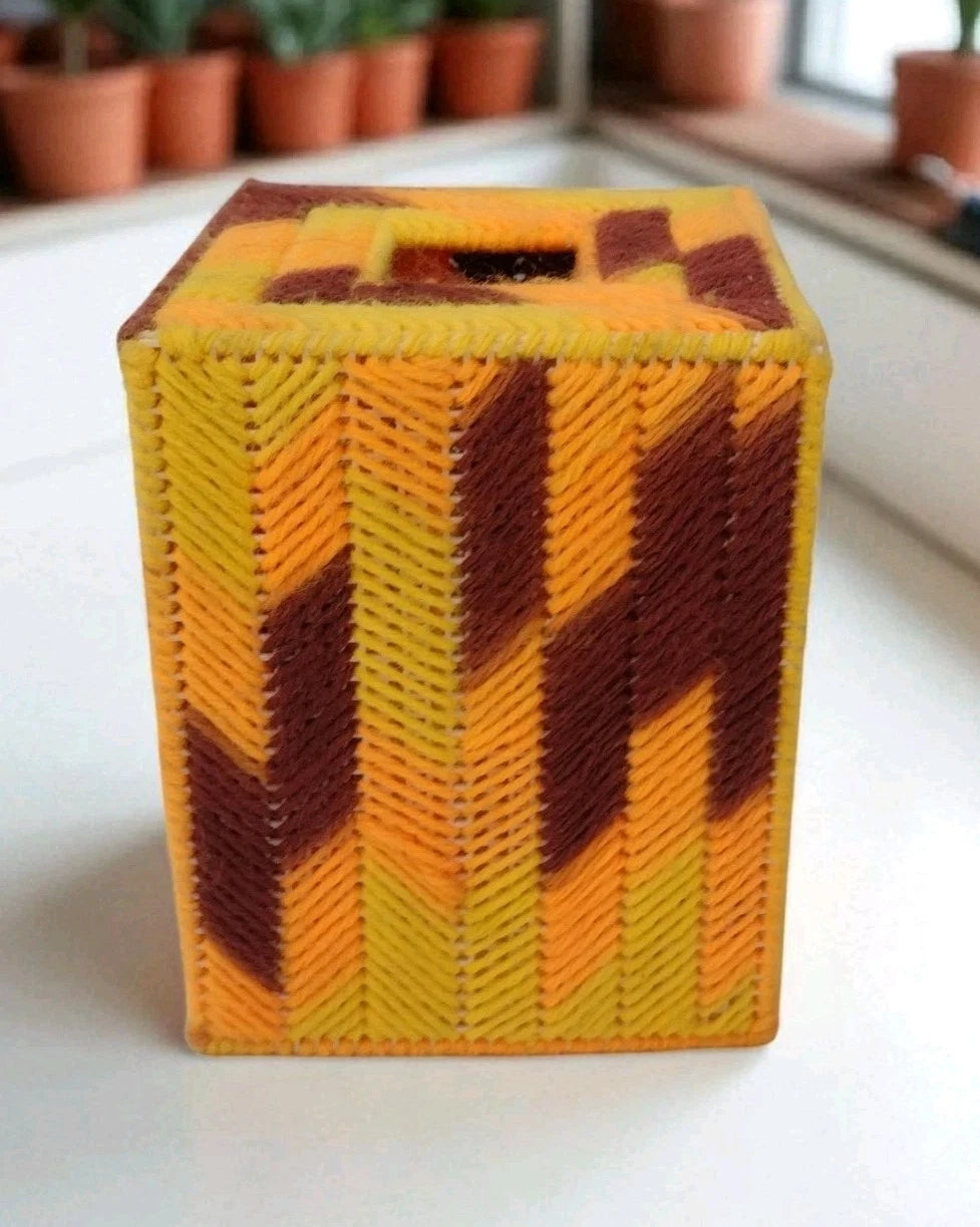 Vintage 70s Plastic Canvas Tissue Box Cover Handmade Retro | eBay