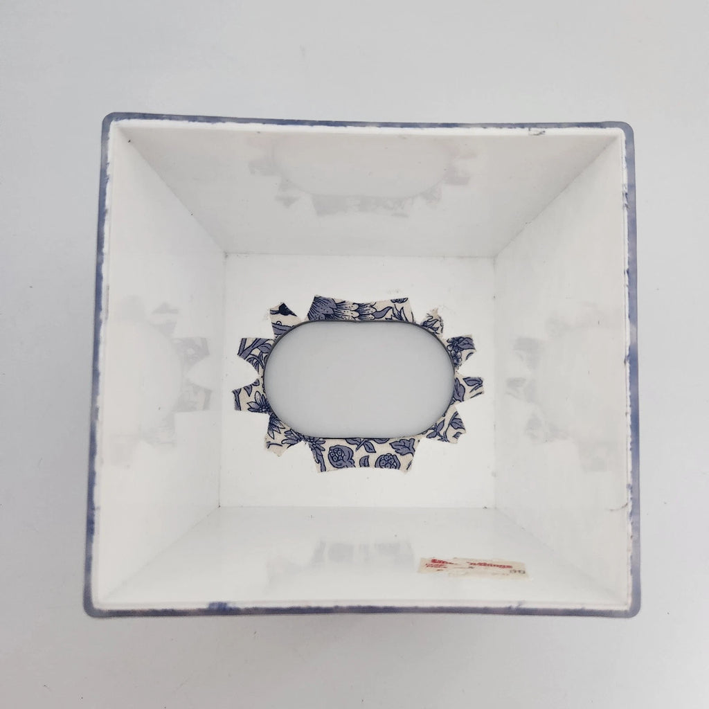 Pretty Tissue Box Holder Cover Blue and White Vintage Linens 'n Things Label | eBay