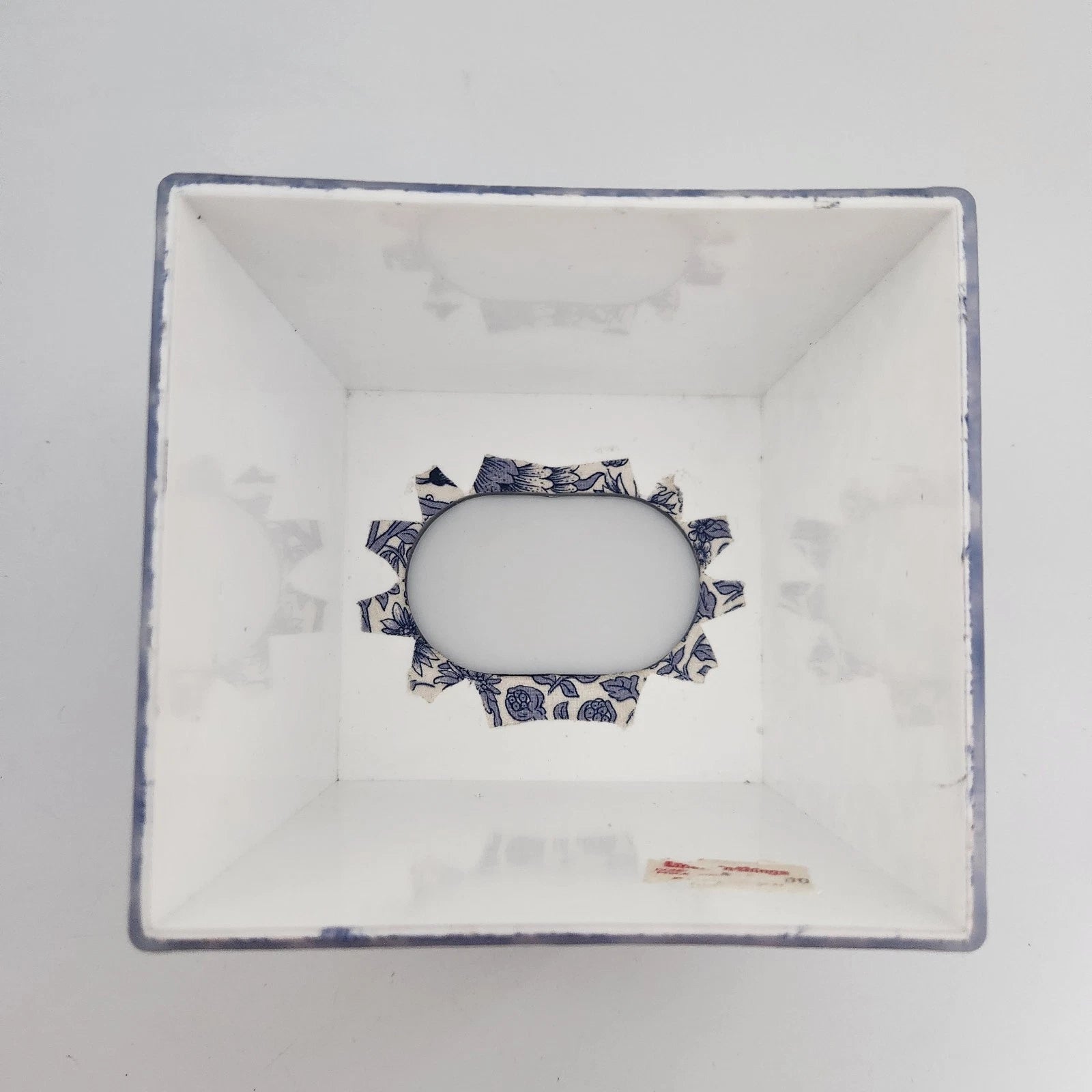Pretty Tissue Box Holder Cover Blue and White Vintage Linens 'n Things Label | eBay