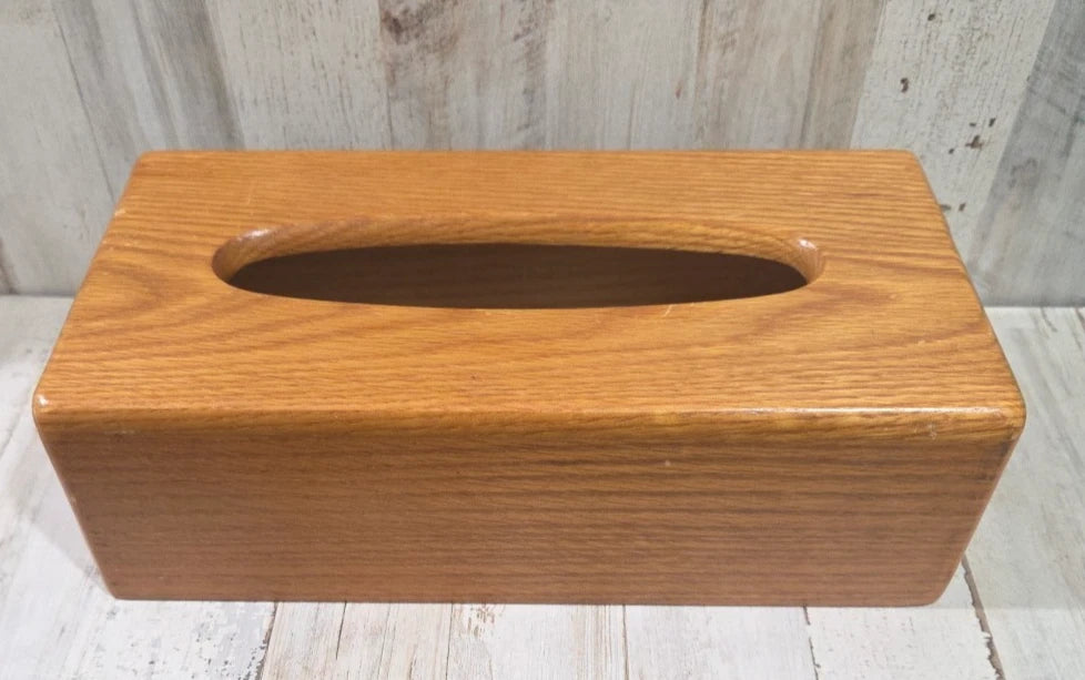 Vintage Oak Wood Tissue Box Dispenser Rectangle Retro Fits 10”x5” Kleenex Holder | eBay