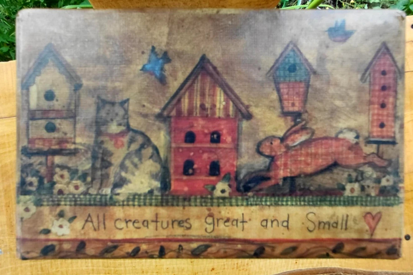 Primitive Tissue Box Bob’s Boxes All Creatures Cat Birdhouse Bunny Floral VTG | eBay