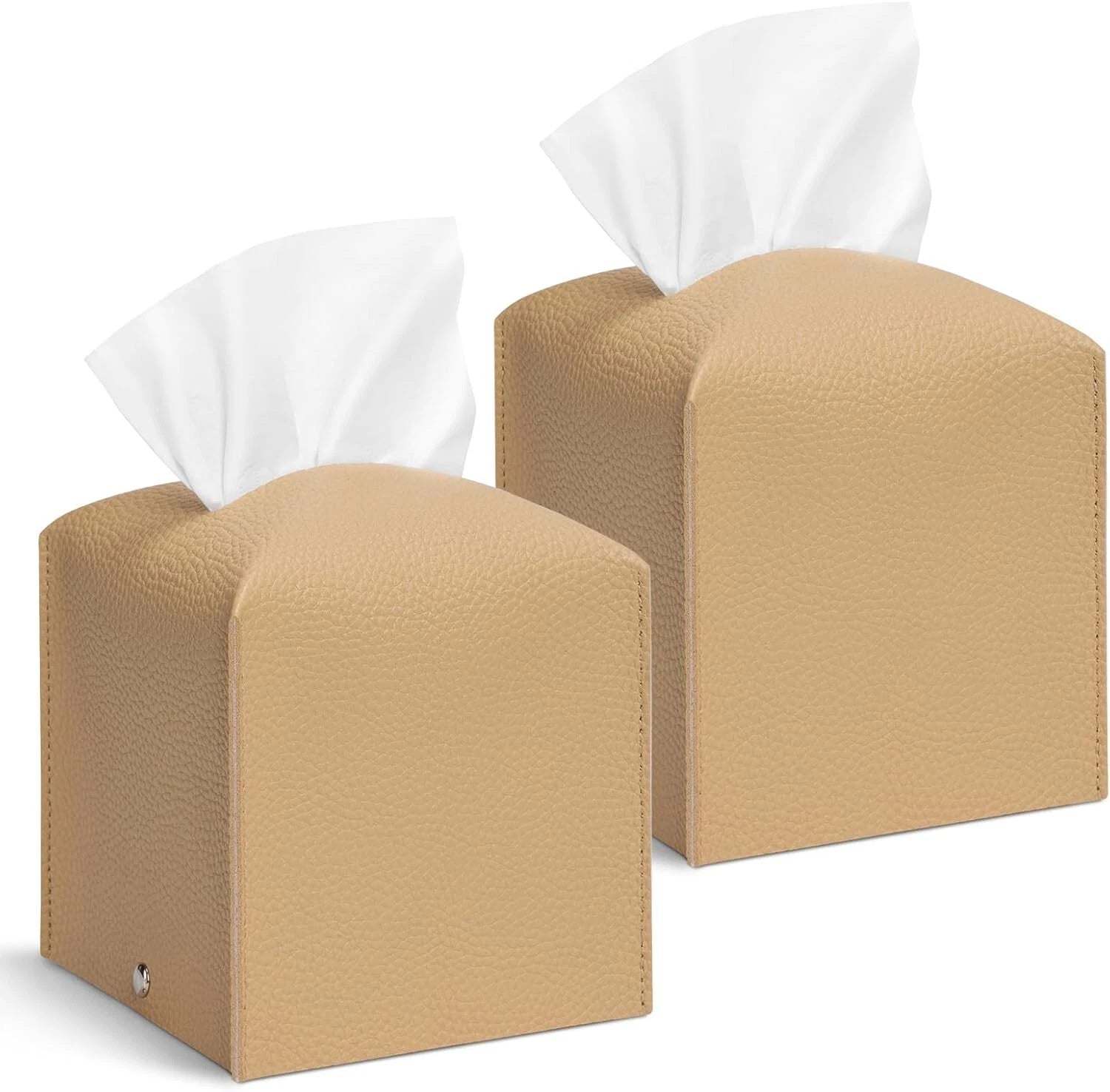 2 Pcs Square Cream Tissue Box Cover PU Leather Decorative Tissue Organizer | eBay