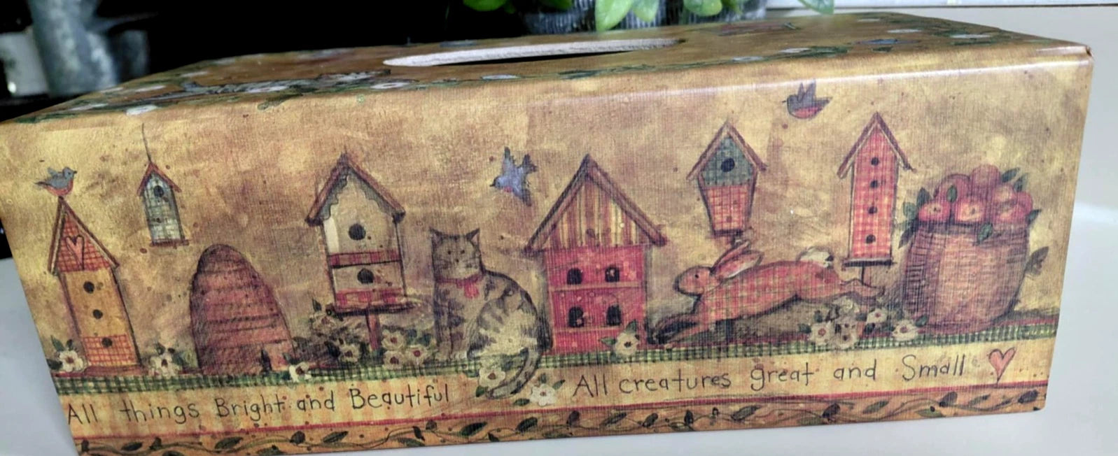 Primitive Tissue Box Bob’s Boxes All Creatures Cat Birdhouse Bunny Floral VTG | eBay
