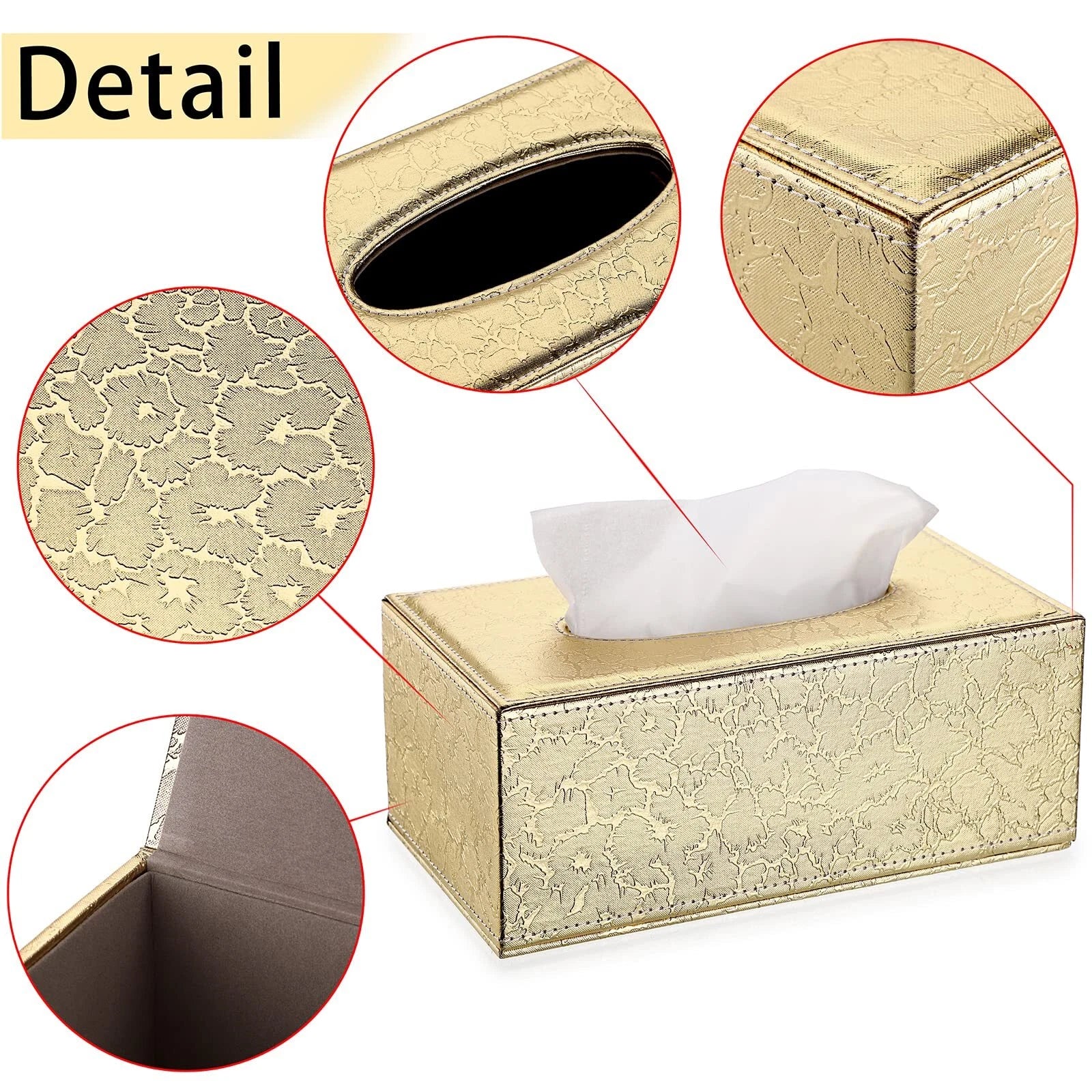 Gold Rectangular Tissue Box Cover Stylish with Magnetic Bottom for Easy Refill | eBay