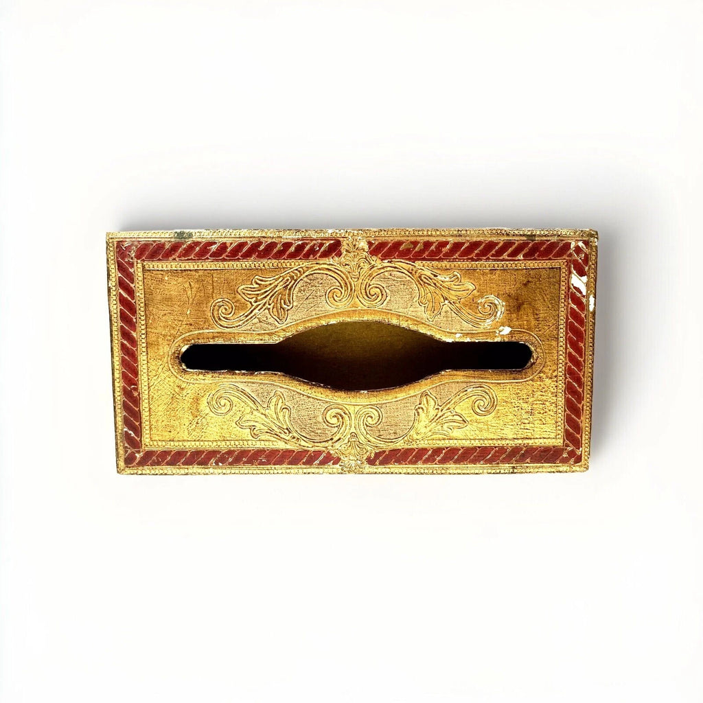 Vintage Red & Gold Tole Painted Tissue Holder/Box Florentine Italy | eBay