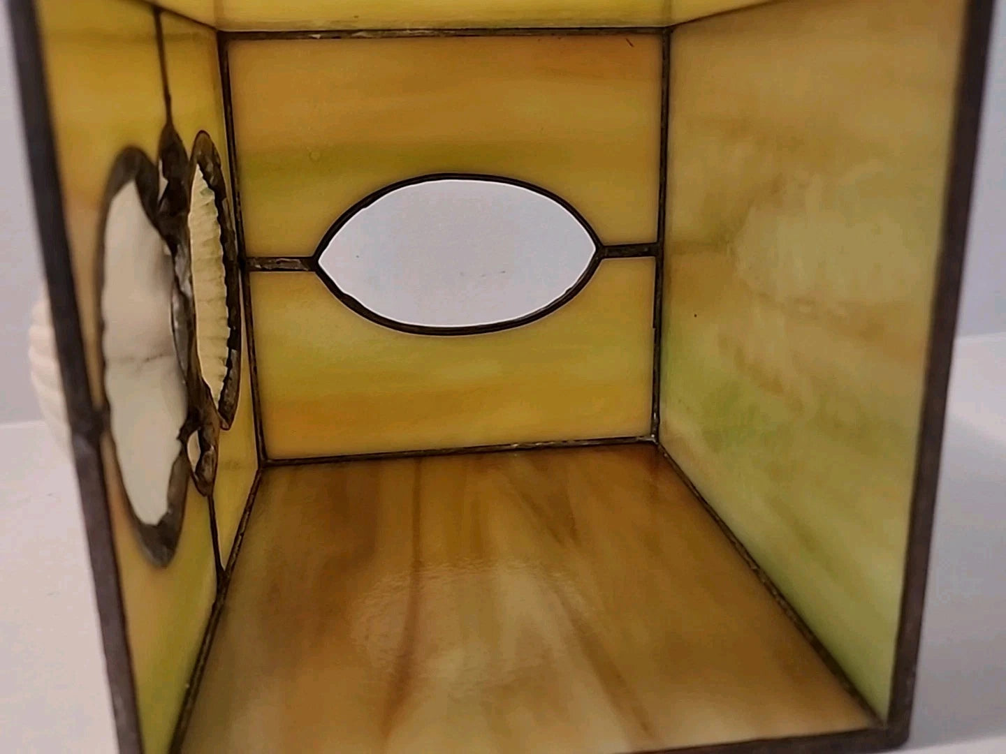 Vtg. Leaded Stained Glass Tissue Box Cover Slag With Sea Shells EUC | eBay