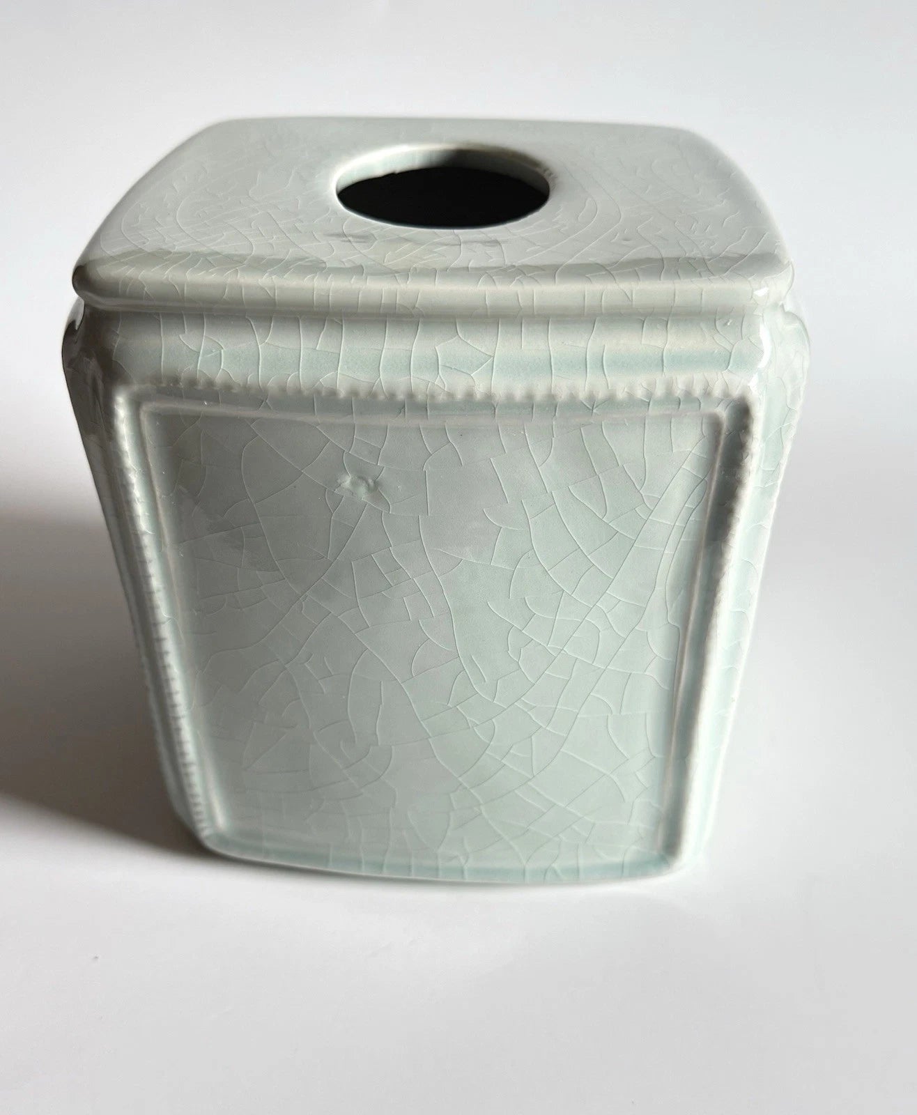 RAYMOND WAITES Ceramic Tissue Box Cover – Celadon Green Crackle Glaze – Rare | eBay
