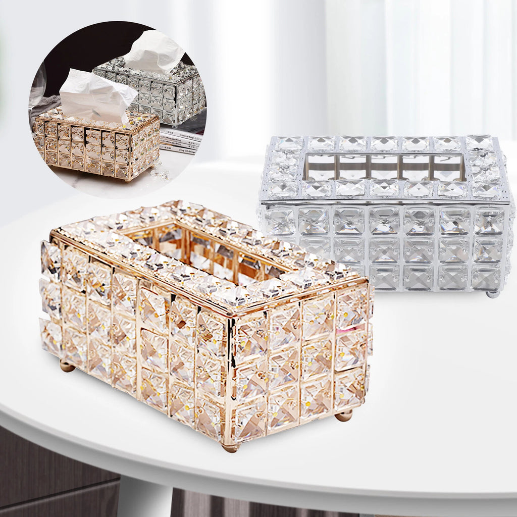 Rhinestone Rectangular Crystal Tissue Box Napkin Case Paper Tissue Holder Box US | eBay