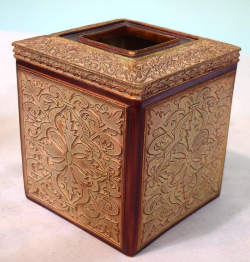 Vtg Global Springs French Country Tissue Box Cover Burgundy & Gold Ceramic | eBay