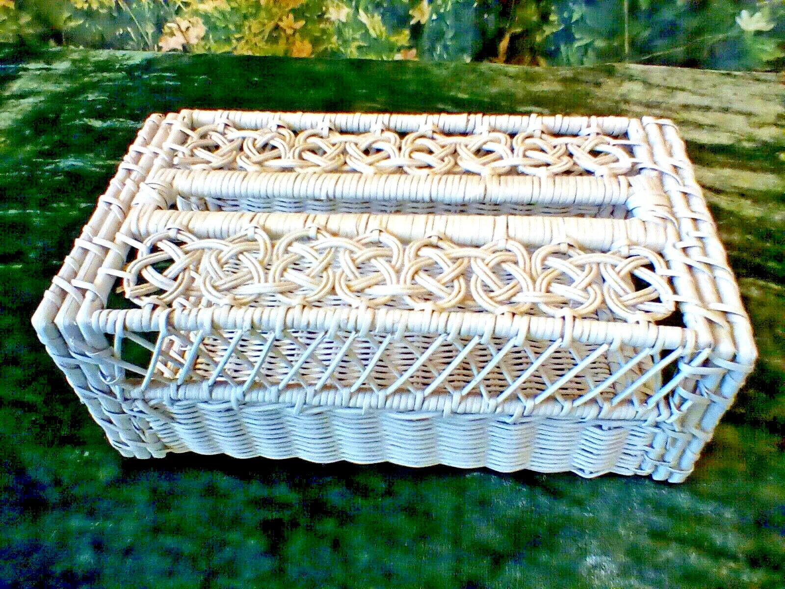 VINTAGE WHITE WICKER TISSUE BOX COVER RETRO MID CENTURY Cottage Beach Decor | eBay