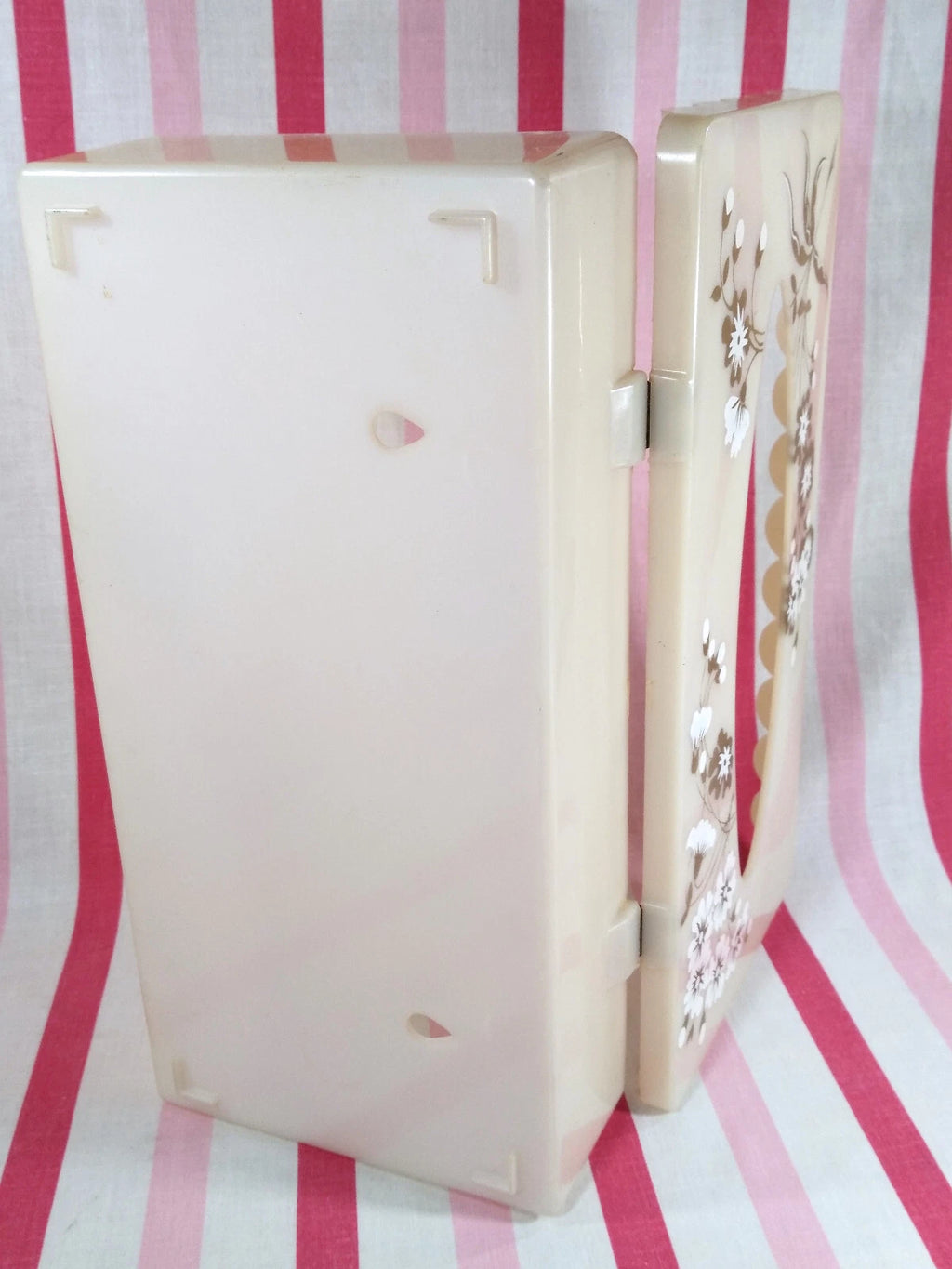 Stylish Mid Century Gold & White Florals Decorative Plastic Hinged Tissue Holder | eBay