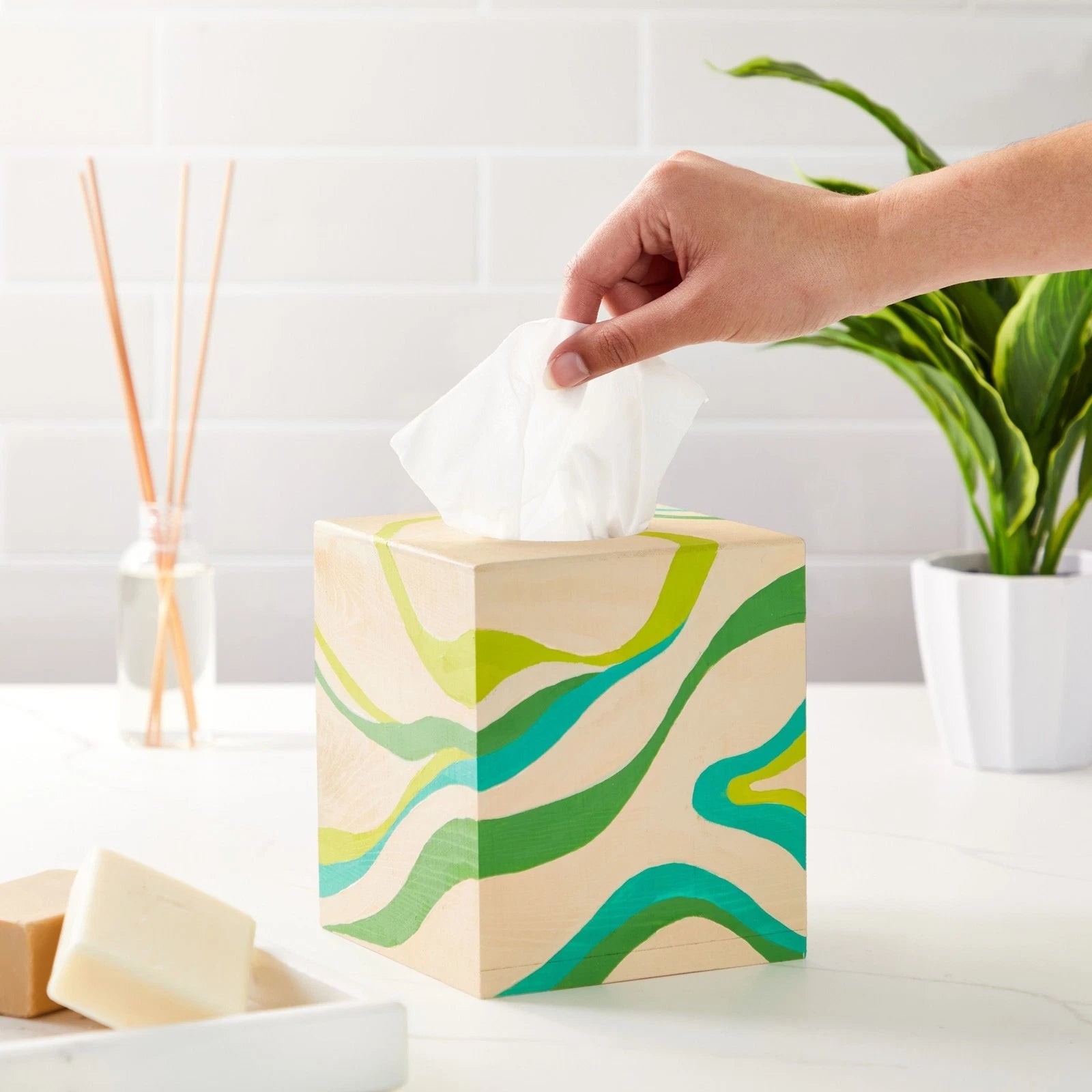 Unfinished Wood Tissue Box Cover, Square Wooden Holder with Slide Out Bottom | eBay