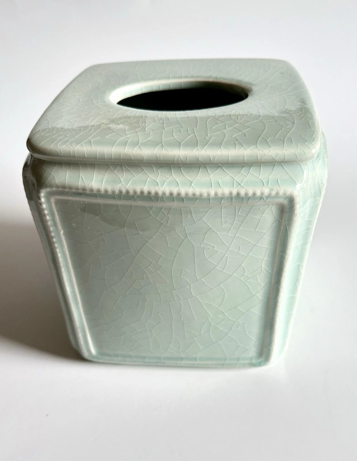 RAYMOND WAITES Ceramic Tissue Box Cover – Celadon Green Crackle Glaze – Rare | eBay