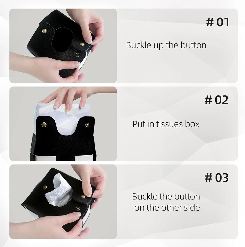 Tissue Box Cover, Square PU Leather Tissue Box Holder with Metal Buckle, Checker | eBay