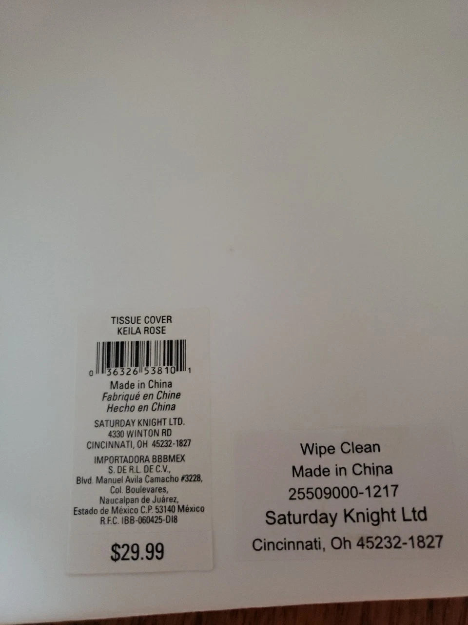 New Saturday Knight Keila Rose White Tissue Box Cover 6x5.5x5.5" Resin | eBay