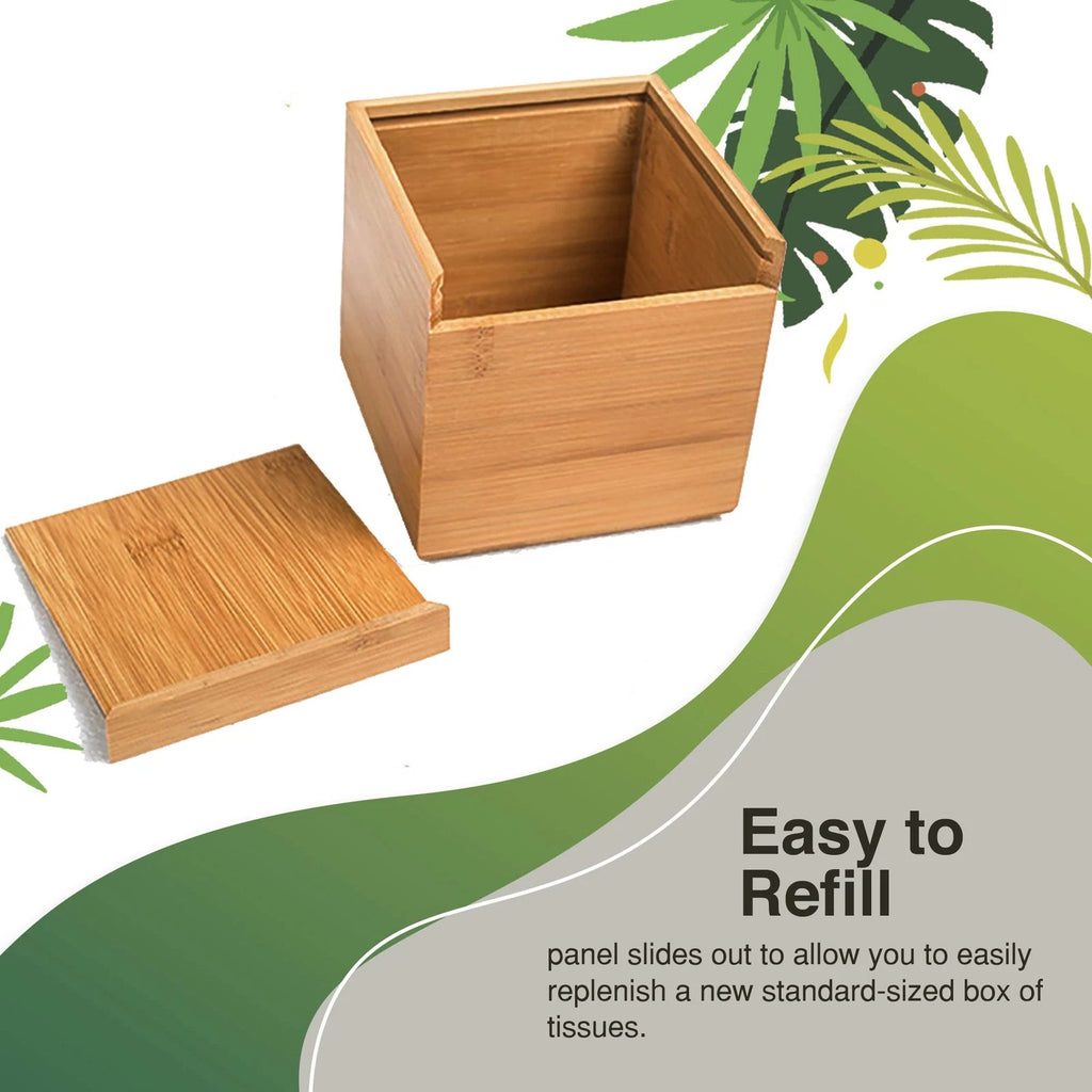 Performore Square Bamboo Tissue Box Cover - Stylish Water-Resistant Wooden Fa... | eBay