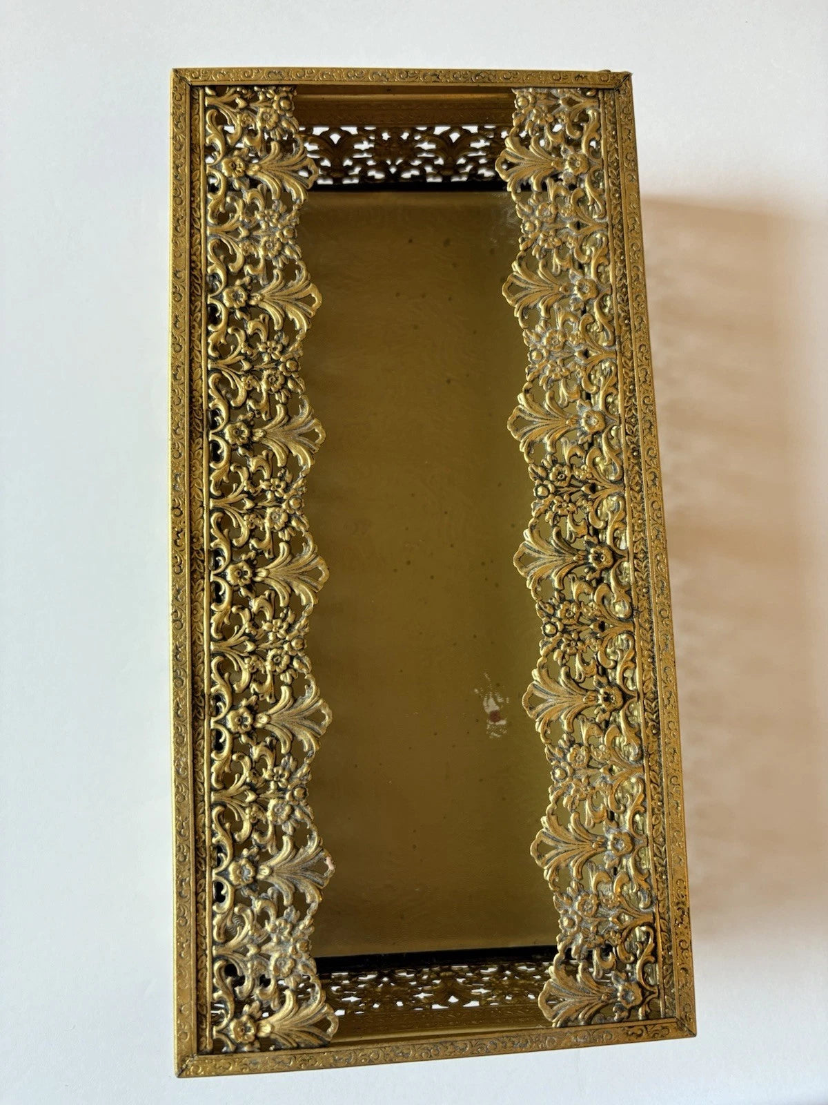 Vintage MCM Gold Tone Roses Ormolu Tissue Box Holder Ornate Hollywood Regency | eBay