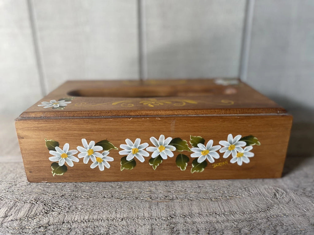 Vintage Hand Painted Tissue Box Cover Wood | eBay
