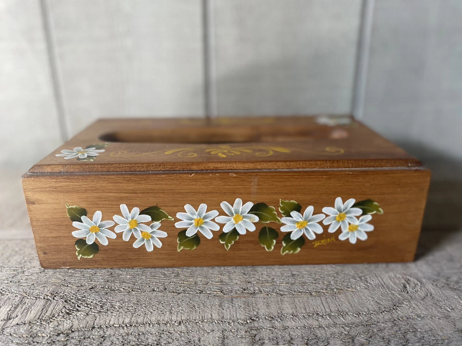 Vintage Hand Painted Tissue Box Cover Wood | eBay