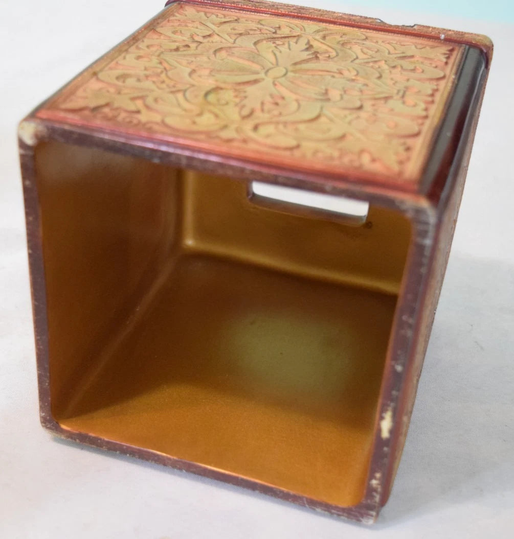 Vtg Global Springs French Country Tissue Box Cover Burgundy & Gold Ceramic | eBay