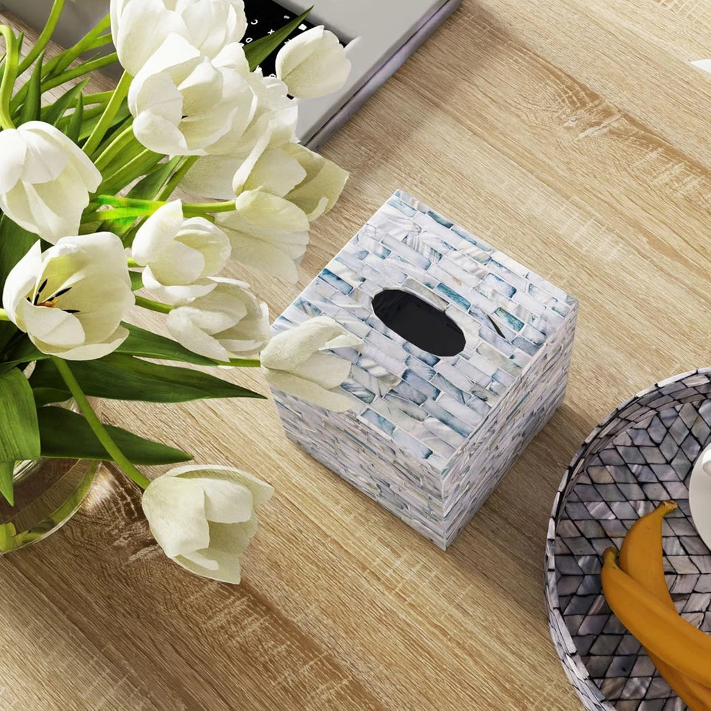 5.9” Cube Mother of Pearl Tissue Box Cover, Decorative Napkin Dispenser | eBay