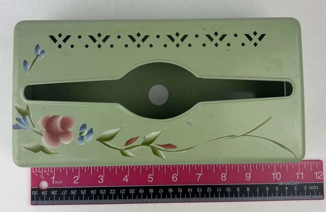 Vintage Metal Tissue Box Holder Green Floral Detecto Shabby Chic Wall Mount | eBay