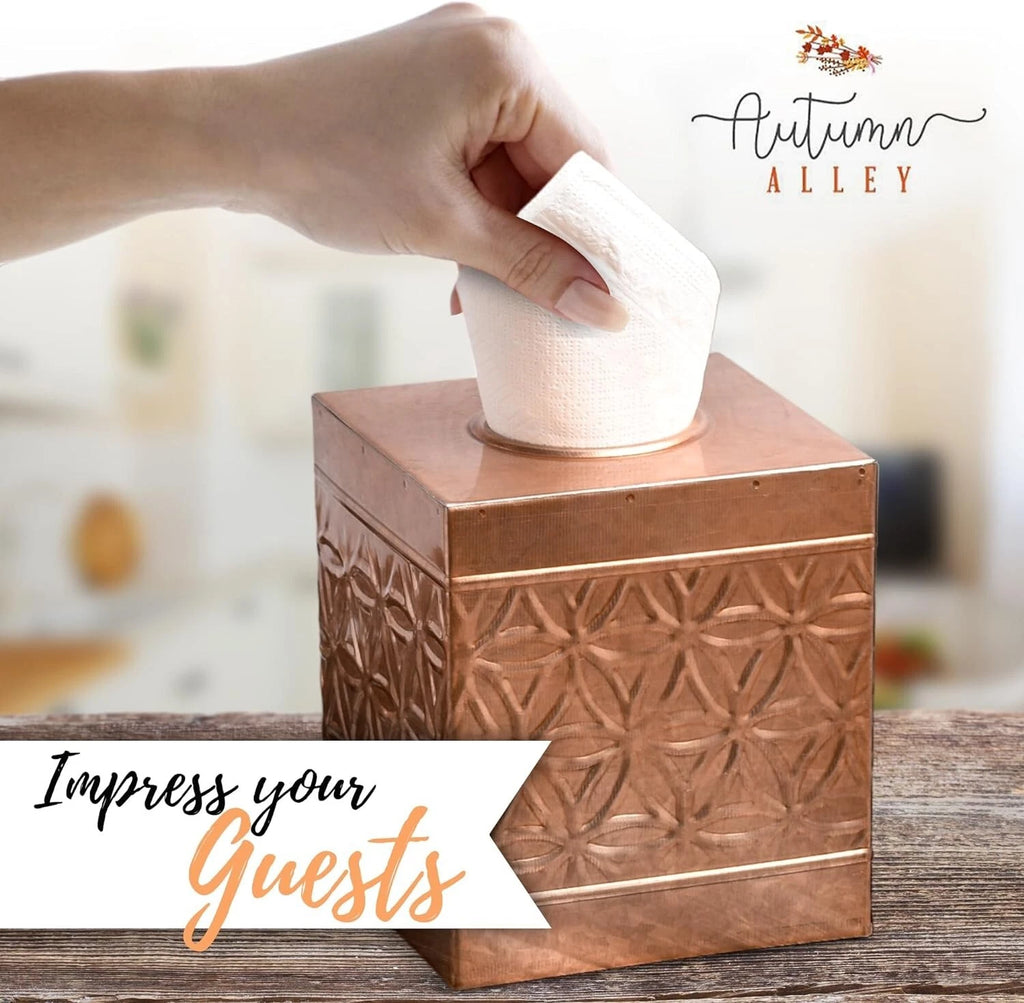 Autumn Alley Copper Tissue Box Cover Square, Copper Bathroom Accessories, Metal | eBay