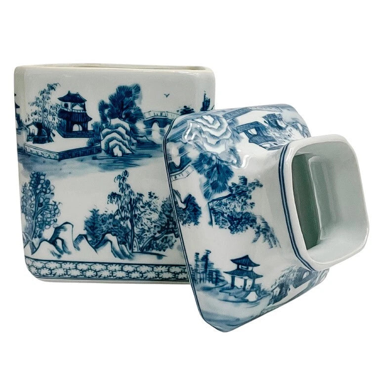Blue & White Chinoiserie Ceramic Tissue Box Cover Chinoiserie Decor 8" | eBay