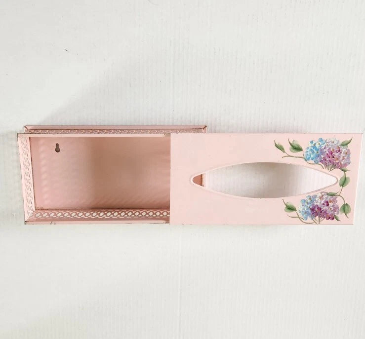 Vintage Pink Metal Tissue- Box Holder for Counter Wall With Sliding Top | eBay