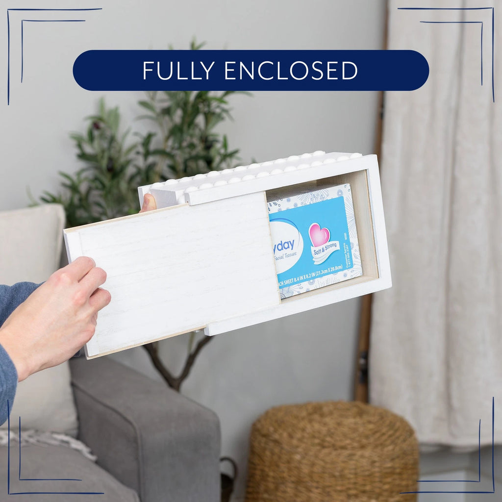 Beaded Tissue Box Cover, Rectangular White; Rustic Farmhouse Wood Tissue Holder | eBay