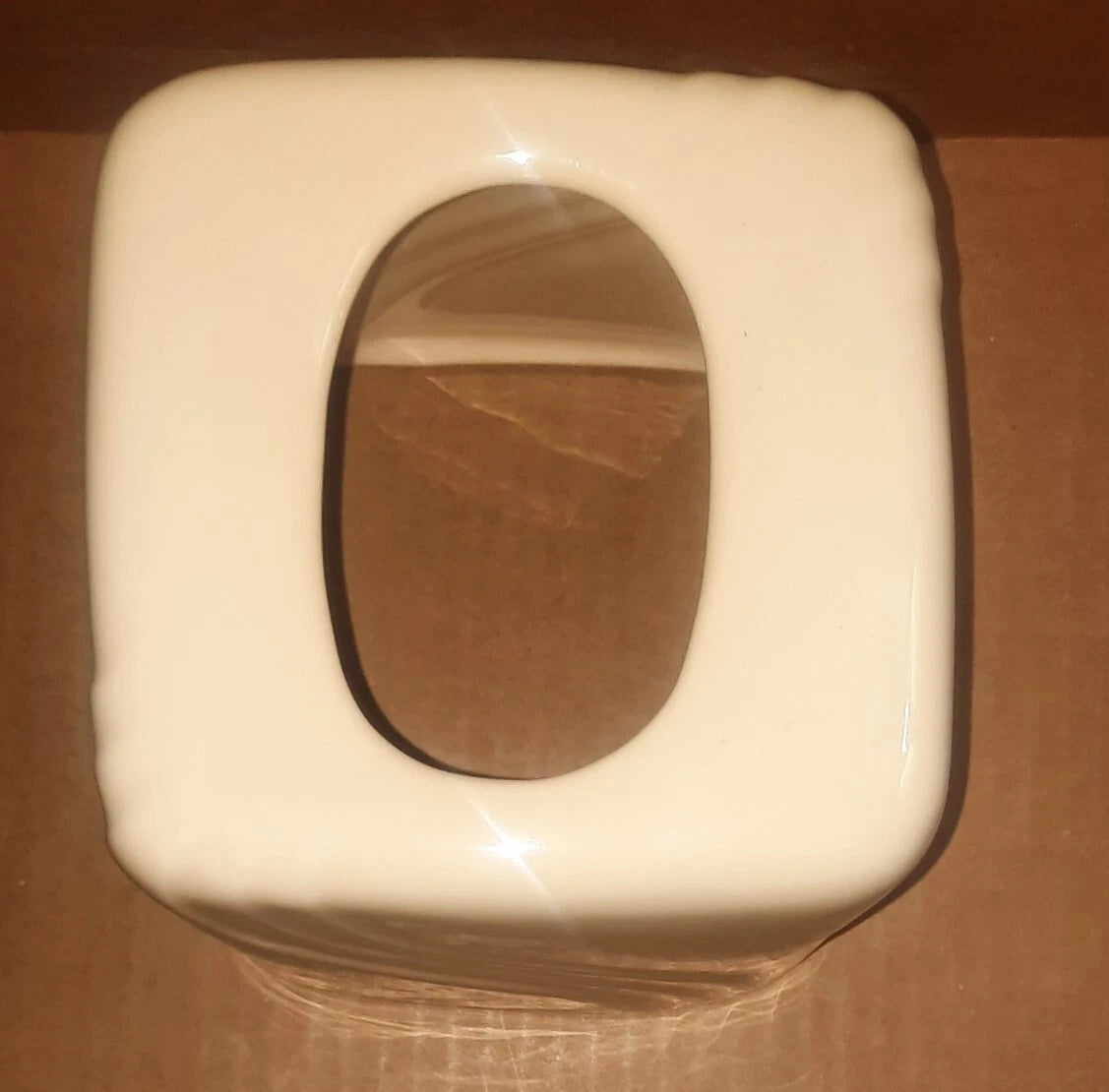 Tissue Box Cover Square Ceramic Ivory / Beige Color with Swirls | eBay