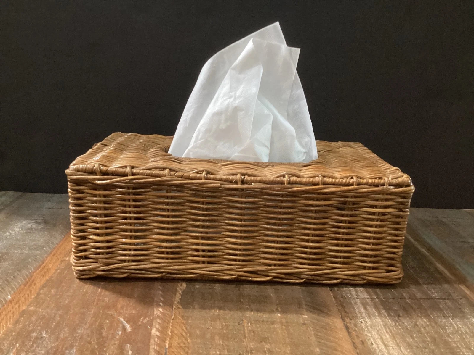 Vintage Wicker Rattan Tissue Box Cover Holder natural 10”x5.5” Boho | eBay