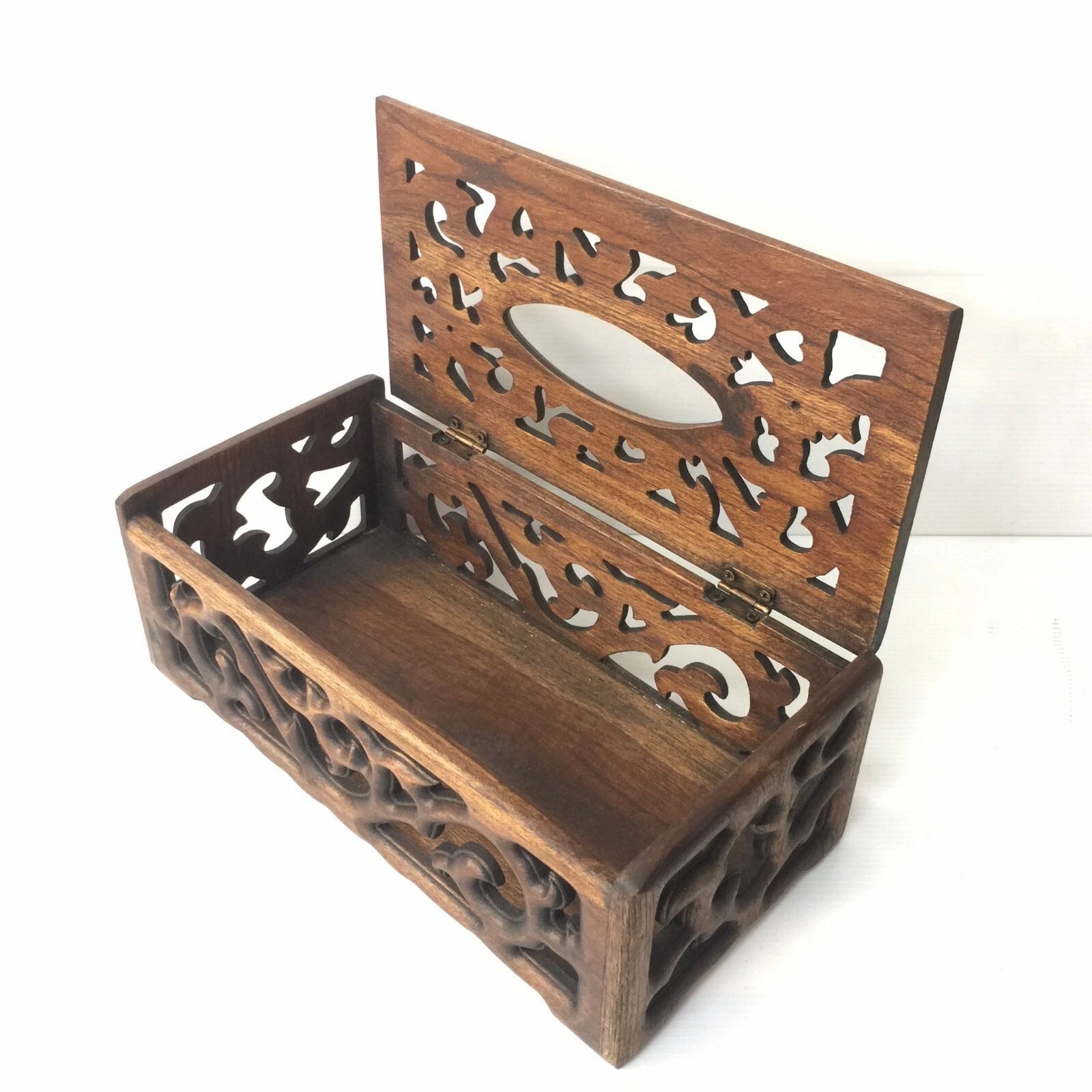 Teak Wood Wooden Tissue Box Cover Rectangular Holder Vintage Craft Decorative | eBay
