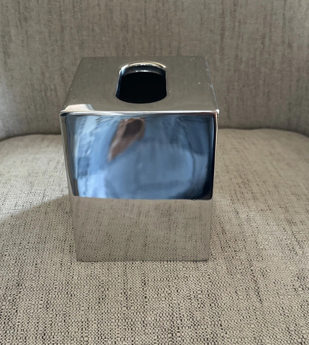 Square Metal Silver Tone Facial Tissue Box Cover Holder | eBay