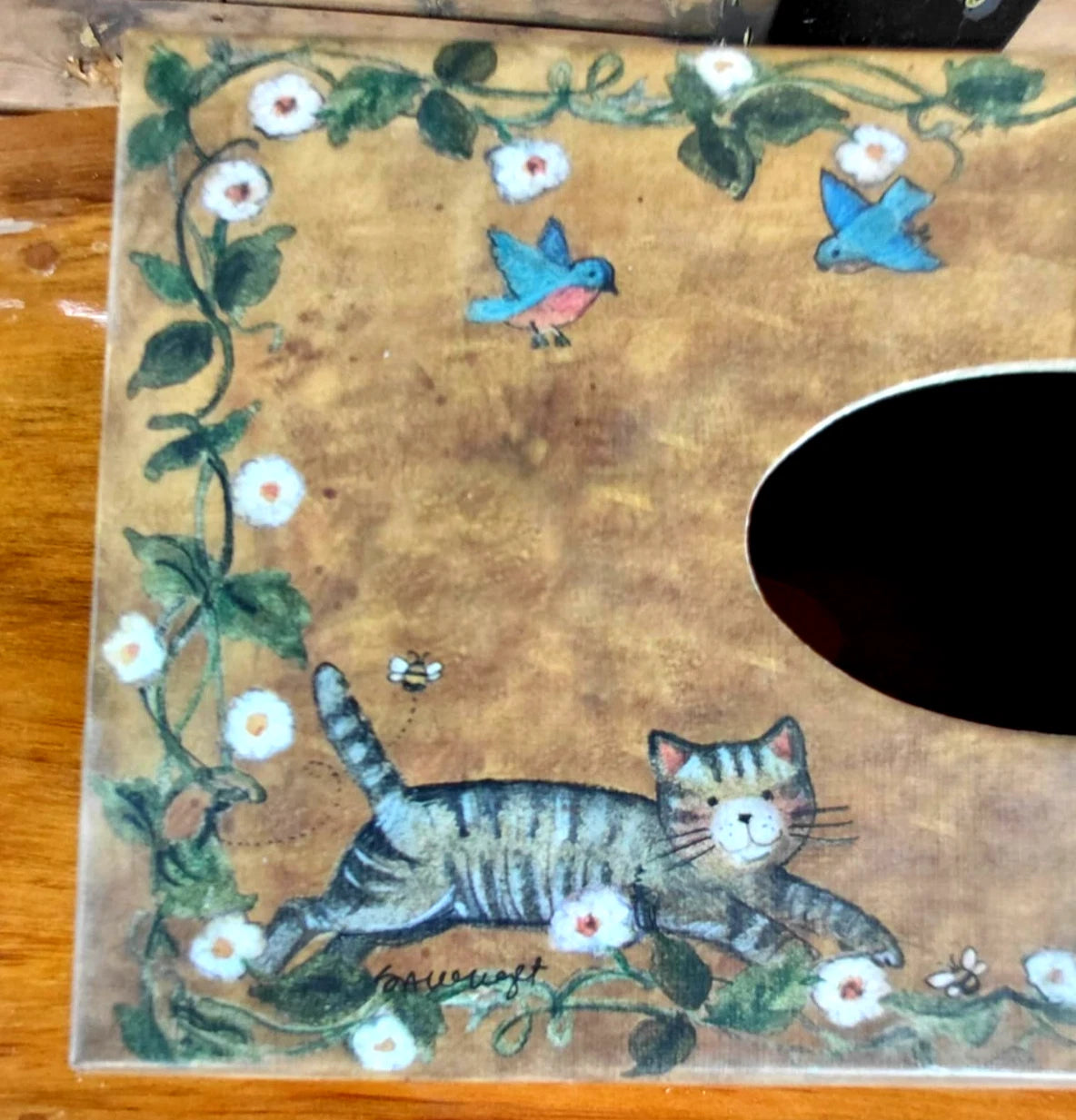 Primitive Tissue Box Bob’s Boxes All Creatures Cat Birdhouse Bunny Floral VTG | eBay