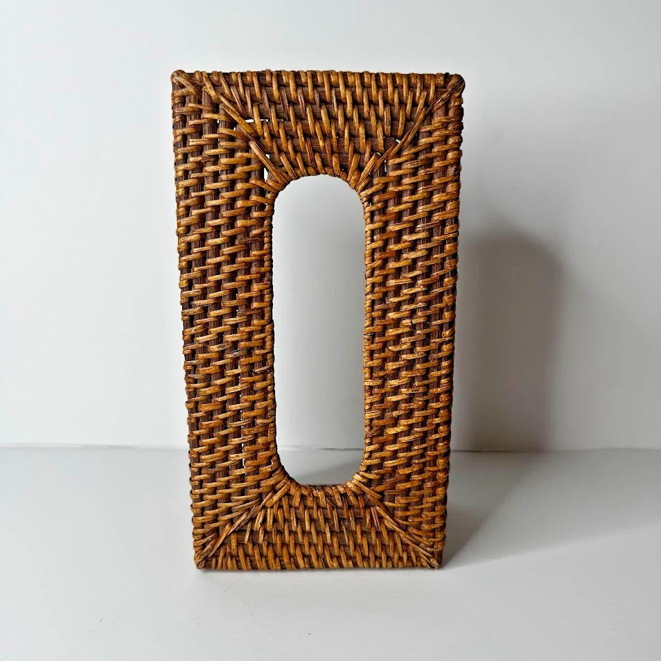 Vintage Wicker Rattan Wood Tissue Box Cover Brown | eBay
