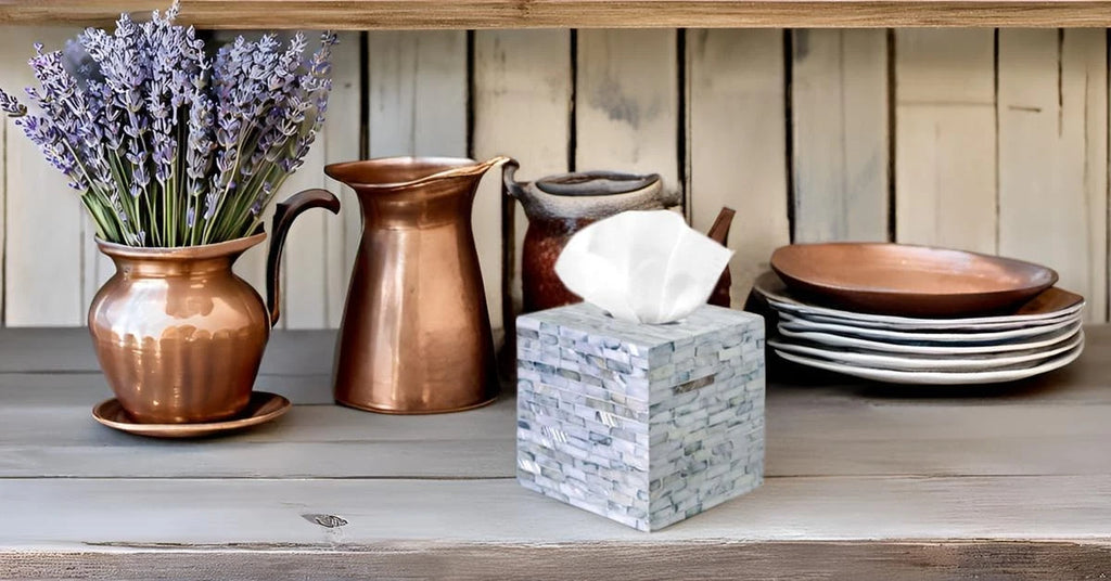 5.9” Cube Mother of Pearl Tissue Box Cover, Decorative Napkin Dispenser | eBay